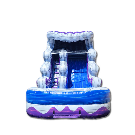 Purple Crazy Wave Water Slide featuring a wavy design and steps leading to the slide, ideal for summer fun. Purple Crazy Wave Water Slide featuring a wavy design and steps leading to the slide, ideal for summer fun.
