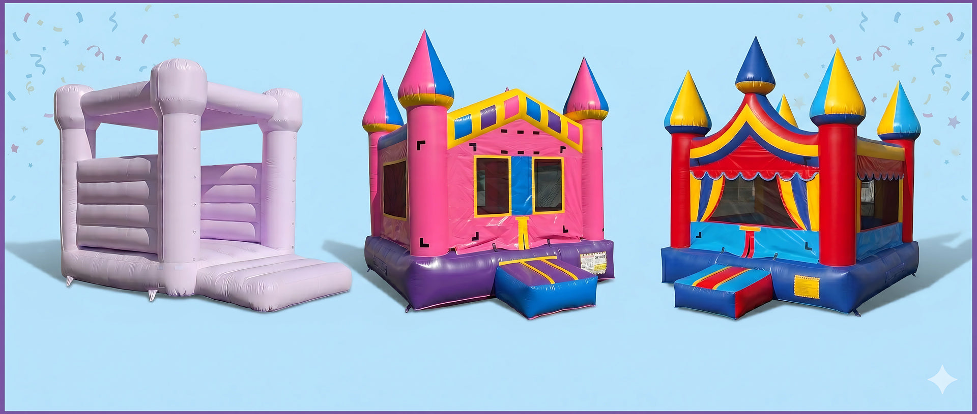 Commercial jumpers for sale — lineup of heavy-duty bounce houses for rental businesses | Tago's Jump