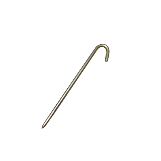 18-inch metal stake designed for securing a commercial bounce house in place.