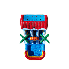 Colorful WS-260D Sun Wave inflatable water slide featuring a blue and red design with palm trees, set against a white