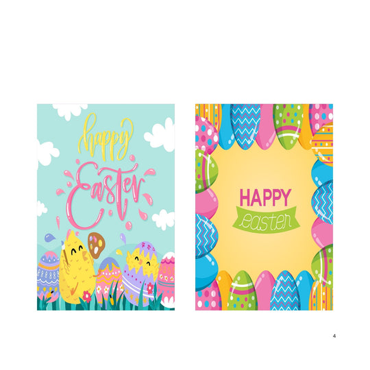 Colorful Easter banners featuring decorated eggs and cheerful designs, ideal for festive celebrations.