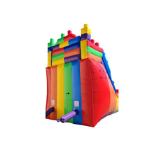 Colorful WS-251S Mega Bloks water slide featuring vibrant red, yellow, green, and blue sections, designed for outdoor fun.