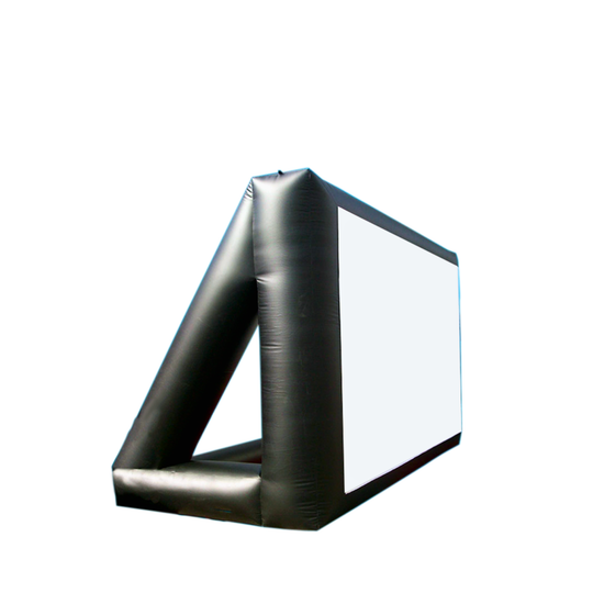 Large black inflatable screen with a white display area, suitable for outdoor movie events.