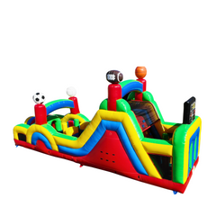 Colorful IN-880 Sport Obstacle Course featuring sports-themed elements like soccer and football, designed for fun and active