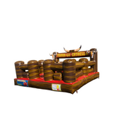 Close-up of mechanical bull bed center opening and seams for safety