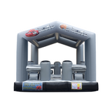 Western corral mechanical bull bed at night event with lighting
